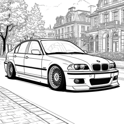 Седан BMW E46 на городской улице