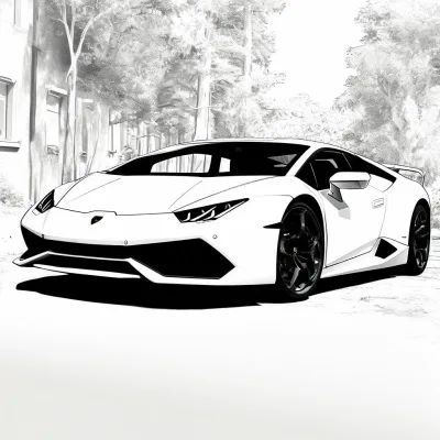 Спорткар lamborghini huracan у деревьев