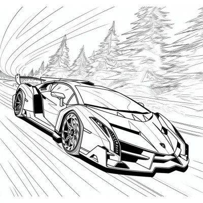 Спортивный суперкар Lamborghini Veneno на трассе