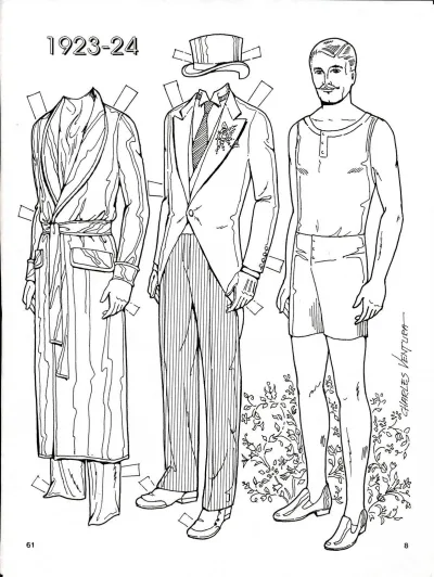 Бумажная кукла мужчина с костюмом 1923 года