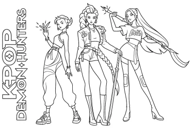 K-Pop Demon Hunters с оружием
