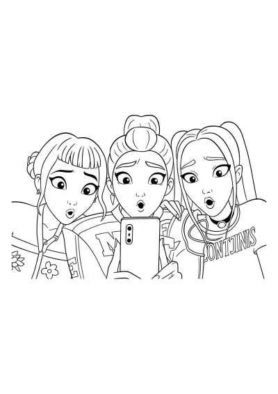 K-pop demon hunters со смартфоном