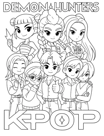 Группа k-pop персонажей demon hunters