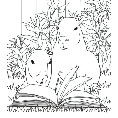 Капибары читают открытую книгу