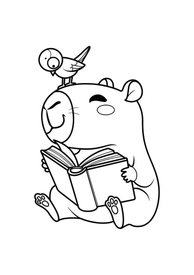 Капибара читает книгу