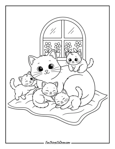 Семья котиков с котятами