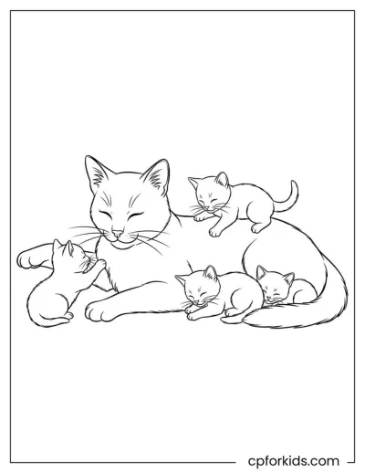 Кошачья семья с котятами