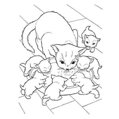 Кошка с котятами