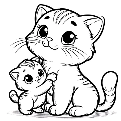 Кошка с котёнком