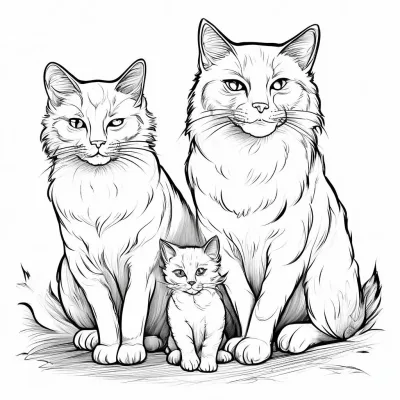 Семья кошек с котятами