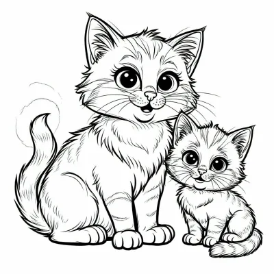 Кошка с маленькими котятами