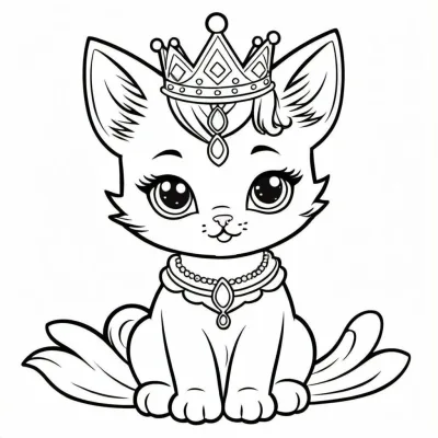 Кошечка в короне с ожерельем