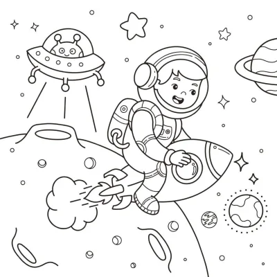 Космонавт верхом на ракете