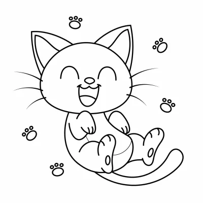 Мультяшный белый котёнок