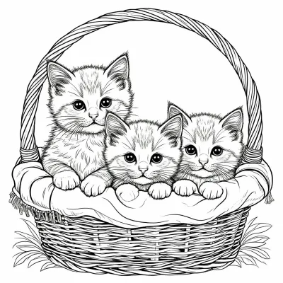 Два котёнка в корзине