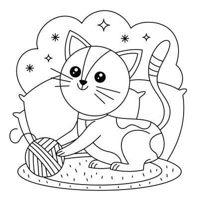 Котик с клубочком