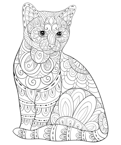 Сидящий кот с узорами
