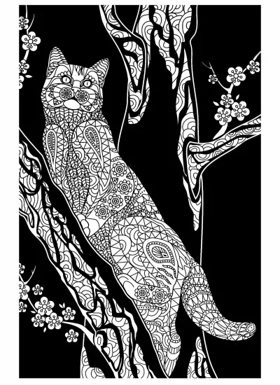 Кошка на ветке дерева