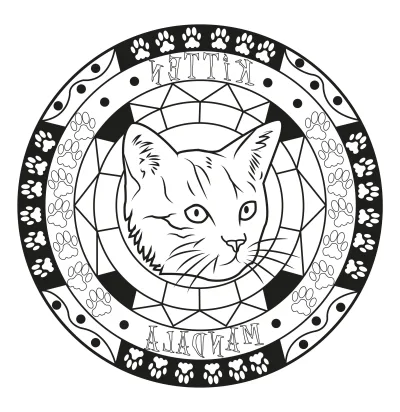 Котенок в круге с лапками