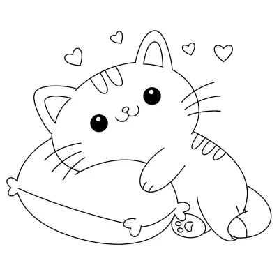 Милый котик на подушке