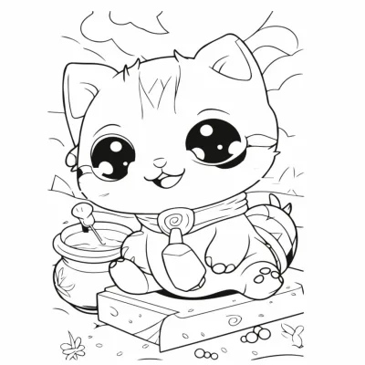 Котёнок с горшочком мёда