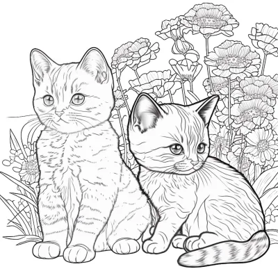 Пушистые котята в маках