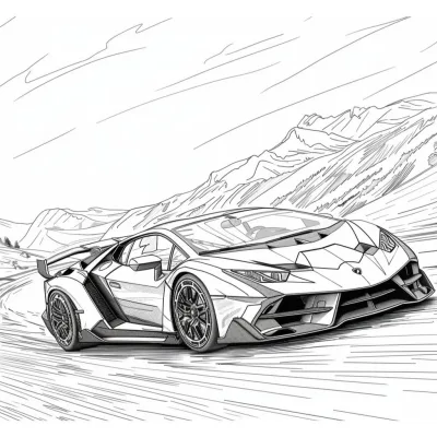 Суперкар Lamborghini на горной дороге