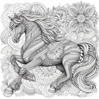 Скачущая лошадь с узорами