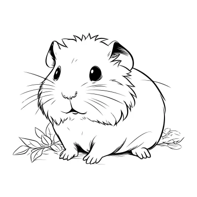 Морская свинка с веточками