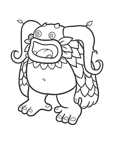 Брюшок из my singing monsters с открытым ртом