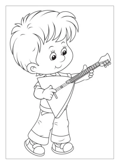 Мальчик играет на балалайке