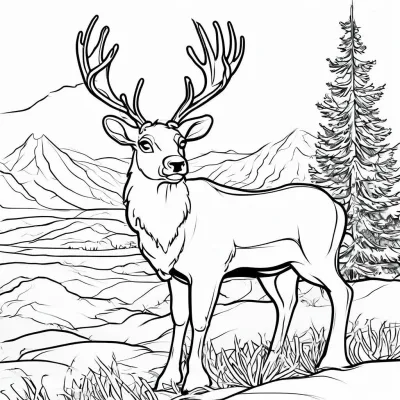 Благородный олень у ели