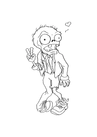 Зомби из plants vs zombies показывает знак мира