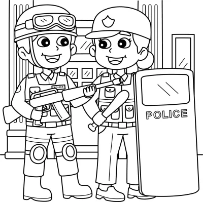 Полицейские с защитным щитом