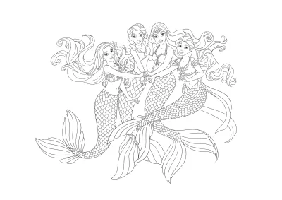Русалки барби держатся за руки