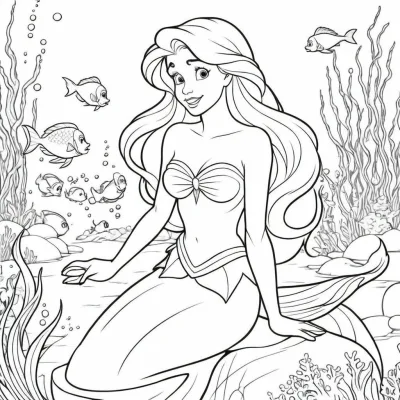 Русалочка Ариэль на морском камне