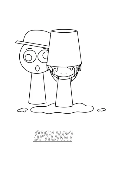 Персонажи Sprunki с ведром на голове