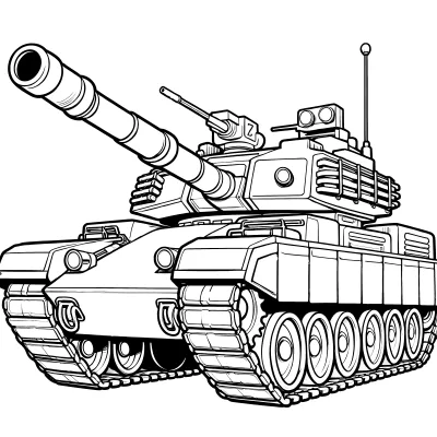 Военный танк с пушкой