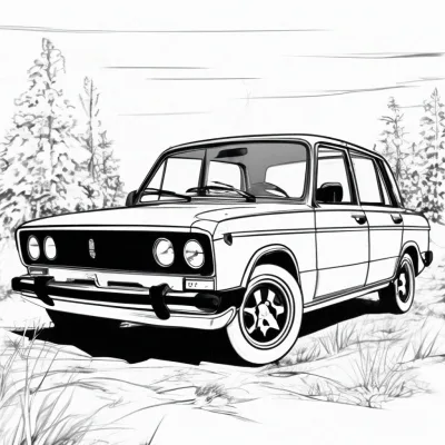 Советский автомобиль ваз-2106 у деревьев
