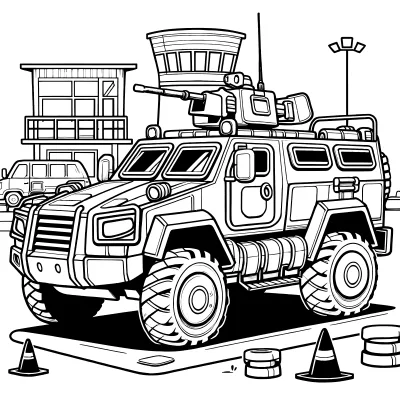 Военный бронеавтомобиль с конусами
