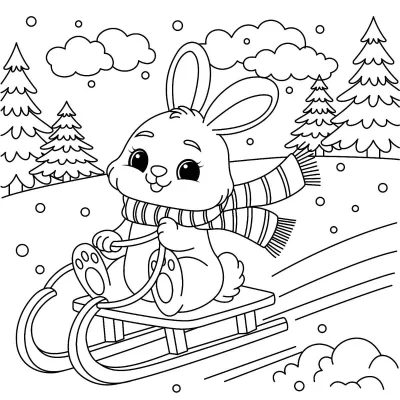 Новогодний зайчик на санках