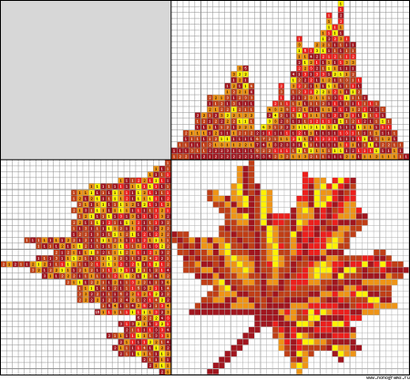 Жаккард кленовые листья схема