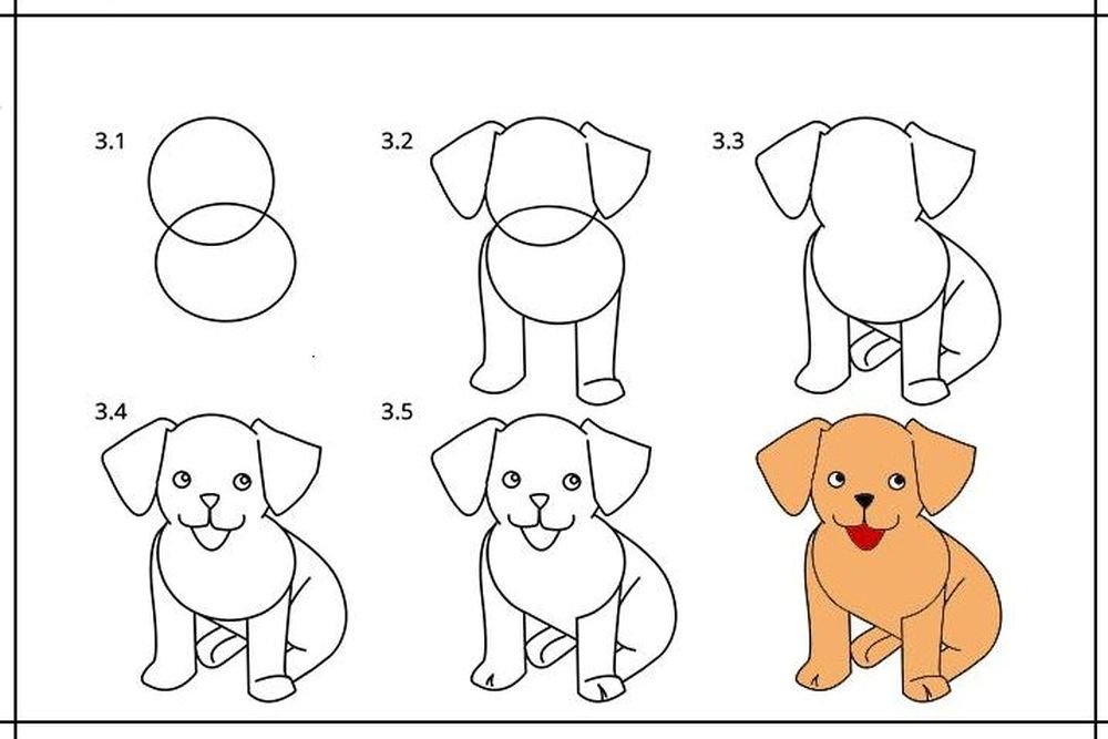 Как нарисовать собаку (54 фото) » Идеи поделок и аппликаций своими руками -  Папикпро.КОМ