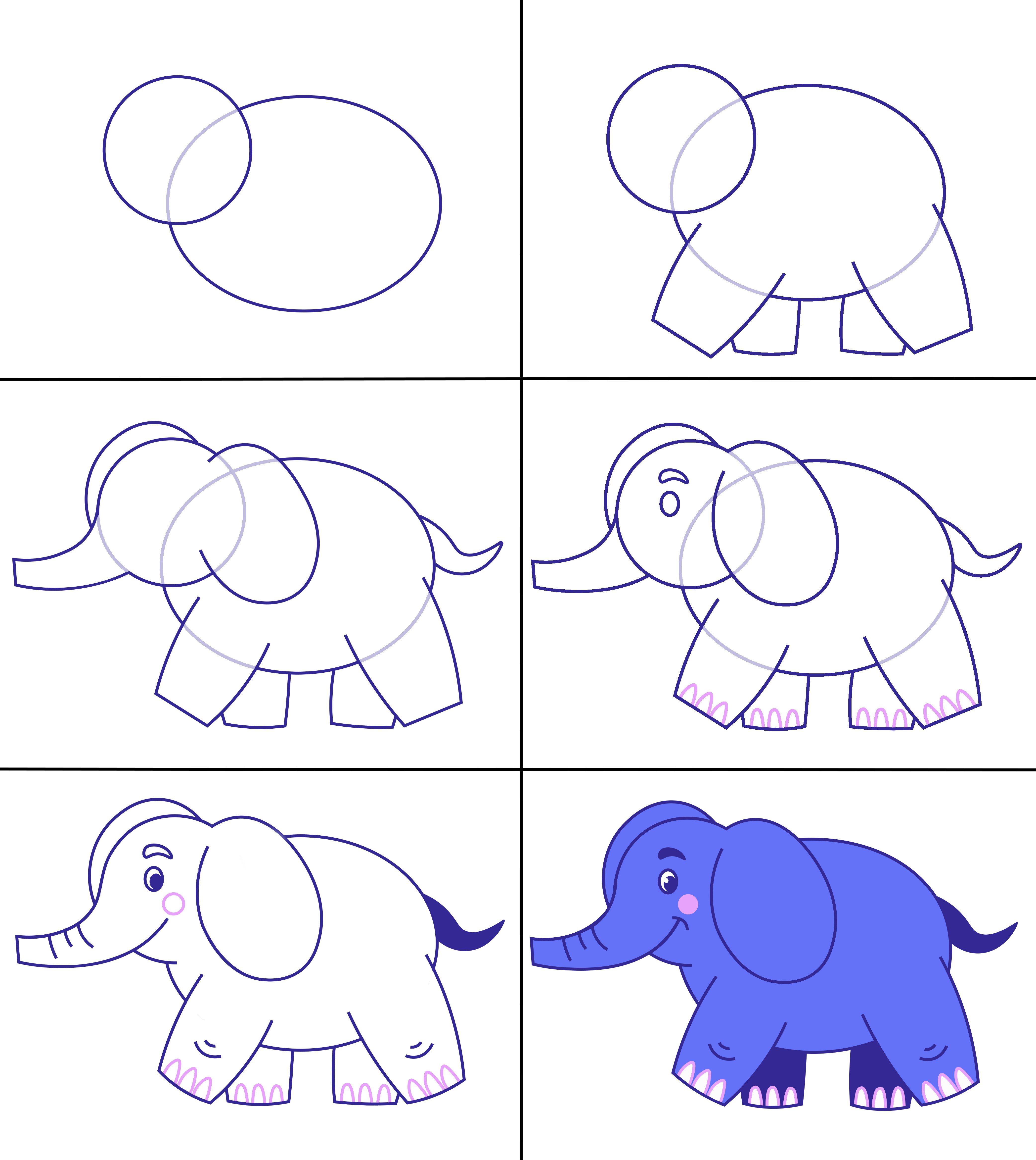 Поэтапное рисование слона в подготовительной группе