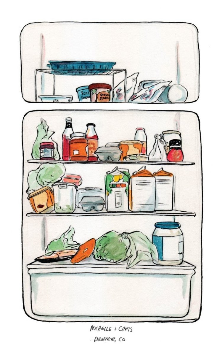 Рисование продукты в холодильнике