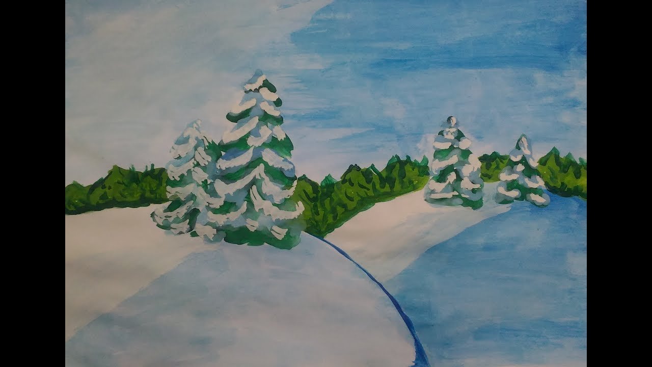Папа рисует зимний пейзаж