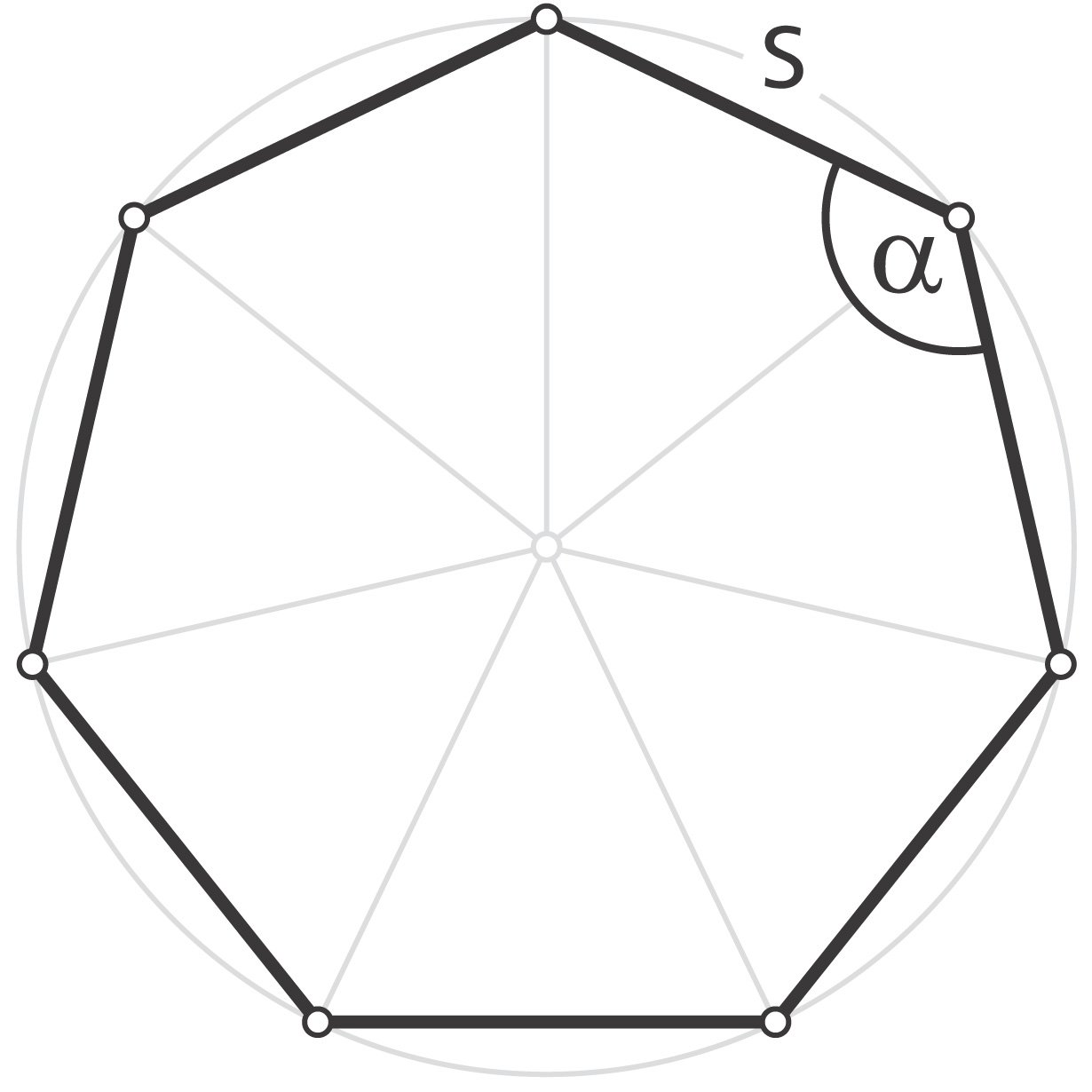 Правильный семиугольник диагонали