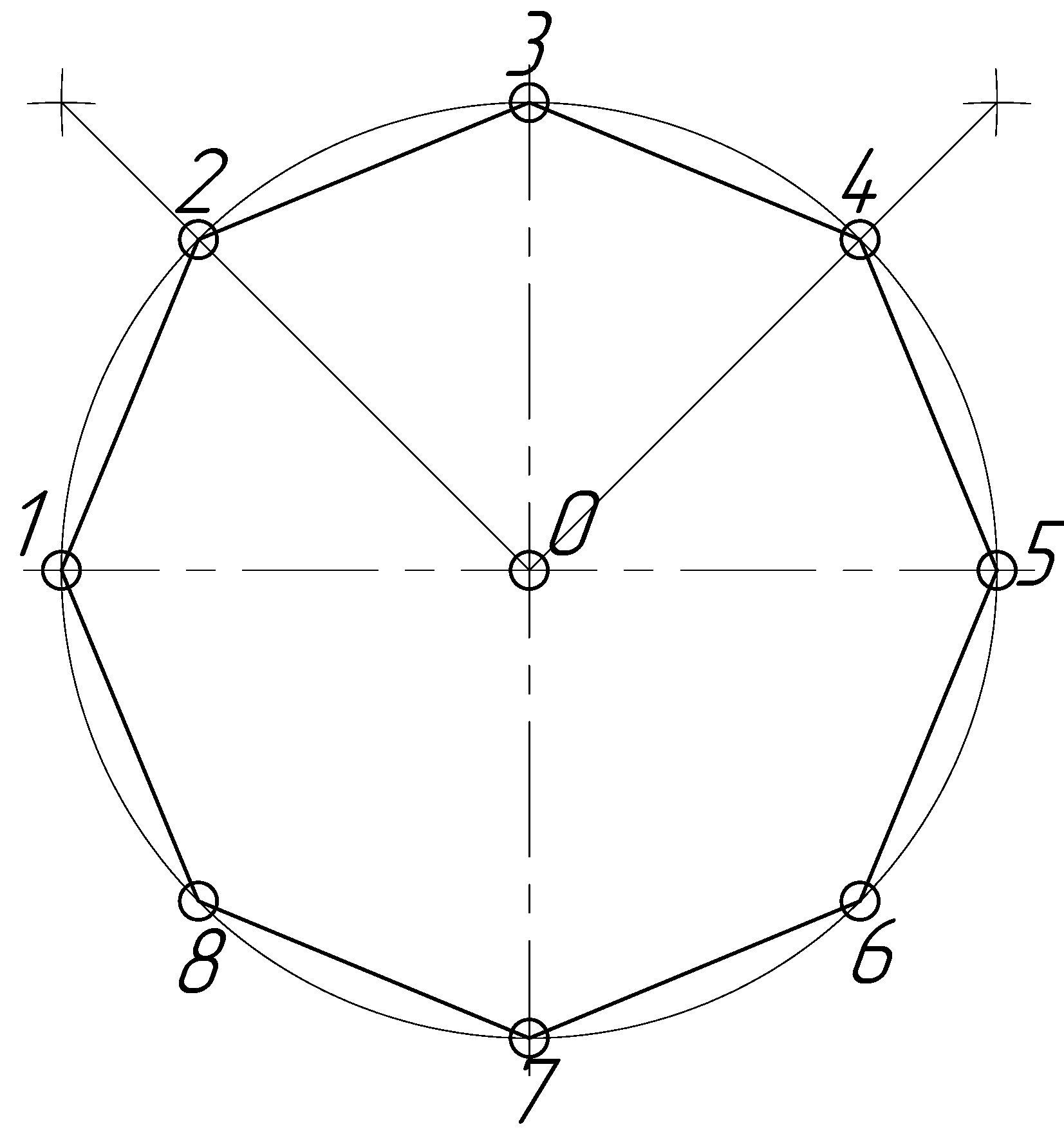 Правильный восьмиугольник циркулем