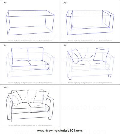 Как рисовать диван сбоку