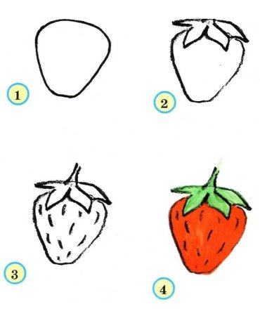 Поэтапное рисование овощей и фруктов